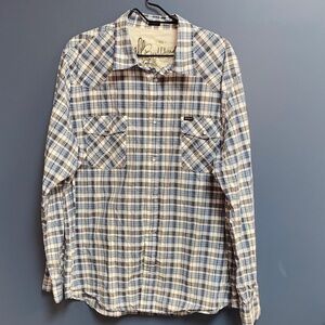 BULLHEAD Blue and White Plaid Button Down Shirt MENS sizeXXL PEARL SNAP BUTTONS